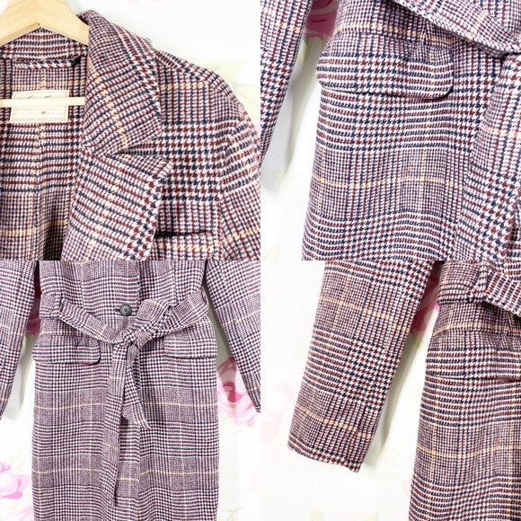 NEW Free People Menswear Hailey Wool Checkered Plaid Duster Coat M - Picture 10 of 16